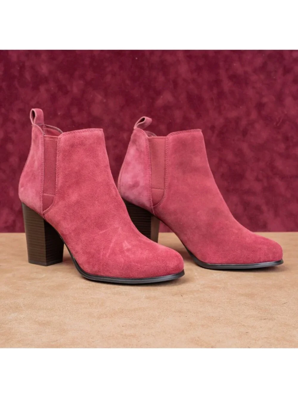 Michael Kors Women Lottie Burgundy Suede Fashion Slip-on Ankle Boots sz 10